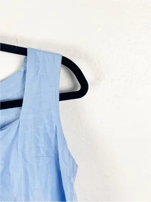 MABLE Light Blue Linen Blend Crop Top Small Casual Neutral Spring Summer Boho thumbnail 5