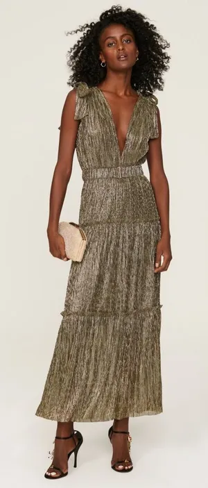 Sabina Musayev Helena Gown‎ Maxi Dress in Gold Size Large thumbnail 1