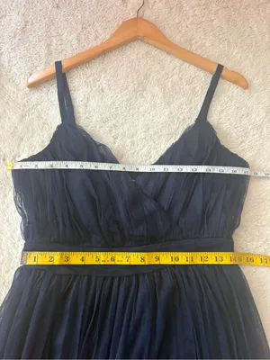 Lulus Exemplary Aura Navy Tulle Surplice Midi Dress Size Large Sleeveless Formal thumbnail 7