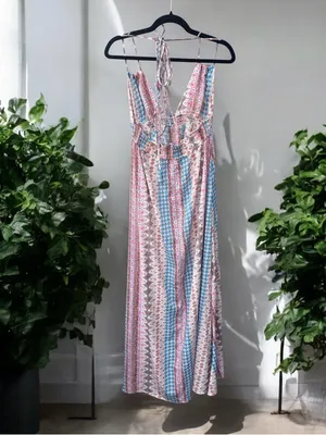 Lulu's Maxin Relaxin Multi Print Plunge Maxi Dress Size XS thumbnail 4