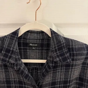 Madewell Black Gray Plaid Westward Bell Sleeve Wool Shirt Small thumbnail 5