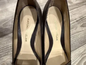 ANTONIO MELANI Dark Brown old money chunky heel Leather Square-Toe Loafers 6.5 thumbnail 2