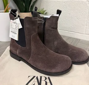 Zara Chelsea Suede Boots Size 37 thumbnail 1