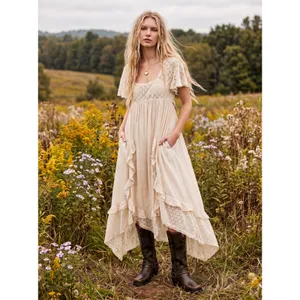 Free People Ethereal Bohemian Bring The Romance Midi Maxi Dress Ivory Small thumbnail 3
