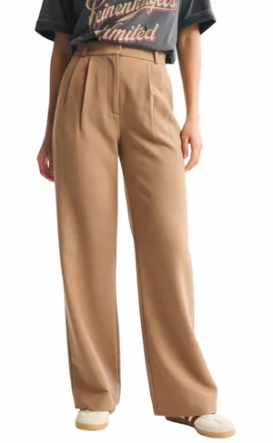 Abercrombie - NWT Sloane Tailored Wide Leg Dress Pants Tan Sz 26/2 Long thumbnail 1