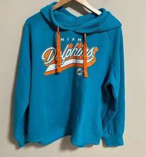 Fanatics Aqua Miami Dolphins NFL First Contact Raglan Pullover Hoodie- Size XL thumbnail 1