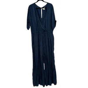 Anthropologie Maeve Jaqueline Jacquard Jumpsuit Leopard Print Navy Blue Size‎ XL thumbnail 3