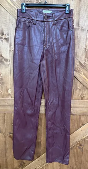 Good American Women’s Faux Leather Straight Leg Pants Burgundy READ Size 6/28 (9 thumbnail 1