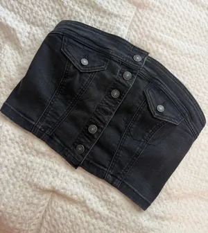 Black Denim Tube Top thumbnail 1
