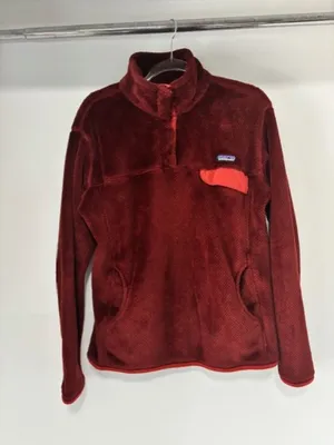 Patagonia Re-Tool Snap-T Polartec Thermal Pro Fleece XL Burgundy Rust Trim Cozy thumbnail 3