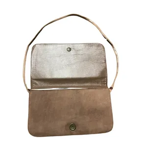Vintage Rectangular Shoulder Bag Purse Taupe Suede Boho Chic Western Retro Black thumbnail 3