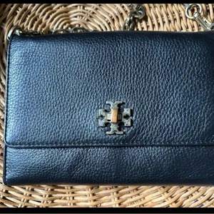 Tory Burch Black Leather Crossbody Bag with Silver Hardware thumbnail 2