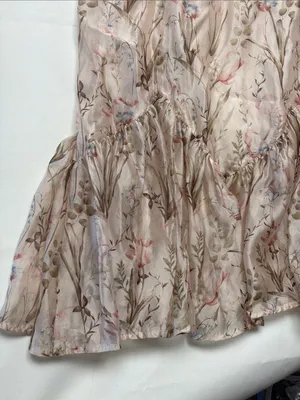 Storia xl Blush Floral Cream Maxi Slip Dress Ruffle Hem romantic guest party thumbnail 6