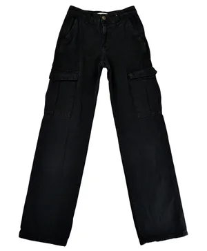 Pull&Bear Womens Black‎ Cotton Straight Leg Cargo Pants Size USA 2 EUR 34 thumbnail 1
