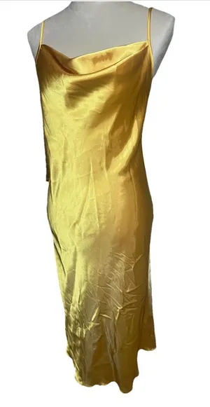Vtg Bebe Slip Dress Womens S Midi Drape Neckline Satin 90s Grunge Y2K whimsy thumbnail 1
