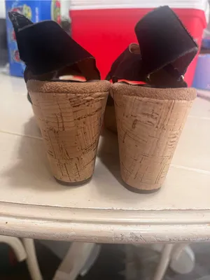 Clarks Black Suede Crisscross Slingback Sandals thumbnail 5