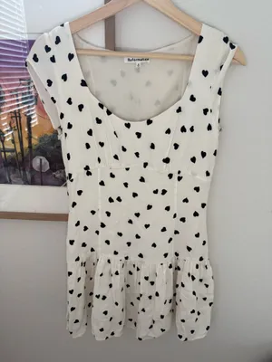 Reformation cream black Sweetheart print Olencia drop size M Preowned dress thumbnail 1
