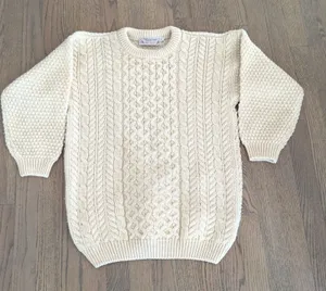 Highland Home Industries Ivory Pure Wool Fisherman Sweater Scotland Women S thumbnail 1