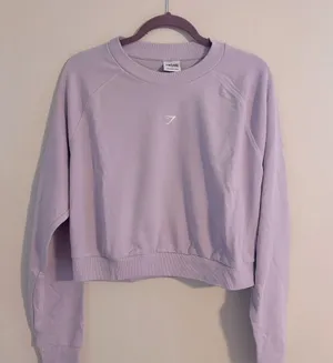 NWOT Gymshark crop sweater lilac size XL thumbnail 1