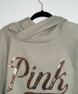 Victoria’s Secret PINK Gold Sequin Logo Oversized Sweatshirt Light Green thumbnail 2