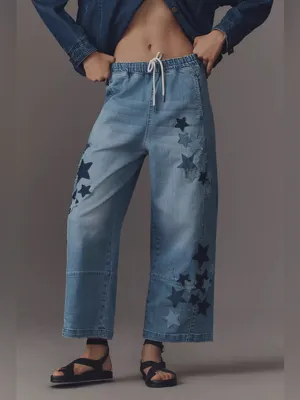 Anthropologie NWT PILCRO IZZIE RELAXED STAR PULL-ON BARREL JEANS thumbnail 4