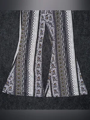 Eye Candy Women's Boho Mid Rise Flare Pants L Festival Multicolor Hippie Gypsy Paisley thumbnail 4