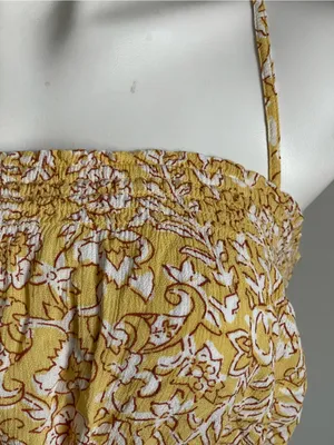 BILLABONG | Yellow Floral Smocked Crop Top Sz M thumbnail 3