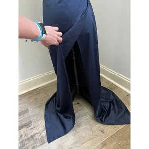 Cowl Neck Satin Gown size 2 Marine‎ Navy Wedding Guest Old Money Minimalist NWT thumbnail 9