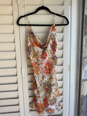RunAway White Floral Slip Dress with Multicolor Print thumbnail 2