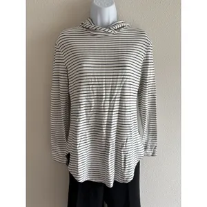 Daily Ritual Women's Supersoft Terry Long-Sleeve Hoodie Pullover White/Black XS‎ thumbnail 5