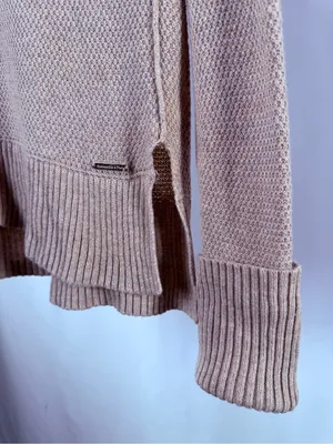 Abercrombie & Fitch Waffle-Knit Long Sleeve Sweater in Light Brown Size Small thumbnail 2