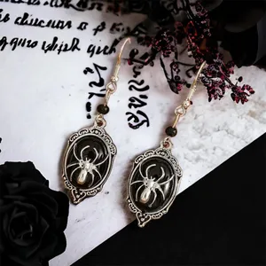 Gothic Retro Style Black Gemstone Spider‎ Earrings Faux Fashion Jewelry thumbnail 2
