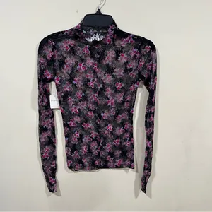 NWT Free People Lady Lux Printed Layering Top in Black Combo S Floral thumbnail 9