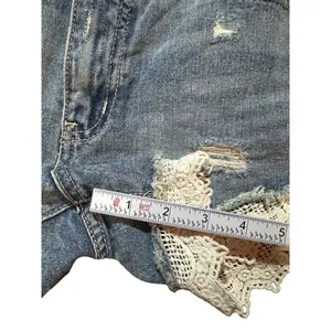 Free People Lacey Cut Off Denim Jean Shorts Distressed Light Blue Faded thumbnail 8