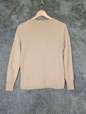 J Crew Cashmere Crewneck Sweater With Lurex Metallic Heart Neutral Fitted Small thumbnail 5