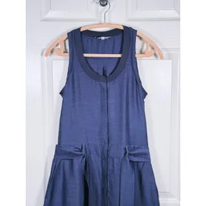 Reiss Keeley Sleeveless Belted Midi Dress Hemp Size 4 Blue Classic Quiet Luxury thumbnail 5