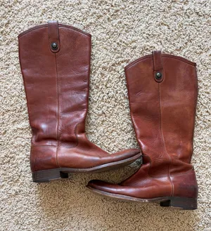 Frye Leather Riding Boots Women 9B Cognac Equestrian Made in Mexico thumbnail 1