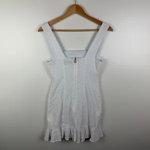 Nookie Darling Mini Dress Small White Eyelet Ruched Ruffle Hem Bridal‎ Cocktail thumbnail 5