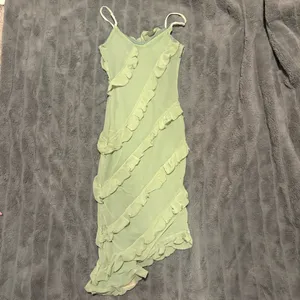 SheIn Sage Green Ruffle Midi Dress XS thumbnail 3