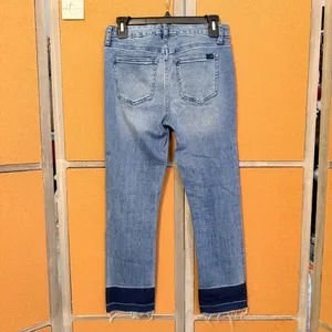 Jen7 By 7 For All Mankind Ankle Straight Jeans Raw Fray Hem Contrast Denim SZ 2 thumbnail 12