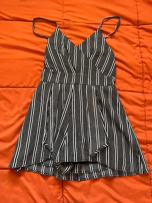 Black and White Striped Romper thumbnail 1