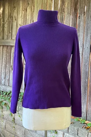 Lauren Ralph Lauren Purple Ribbed Turtleneck old money luxury classic minimalist thumbnail 1