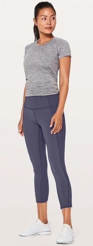 Lululemon On Your Mark Crop 23" Midnight Navy Ruched Athletic Leggings Size 6 thumbnail 1