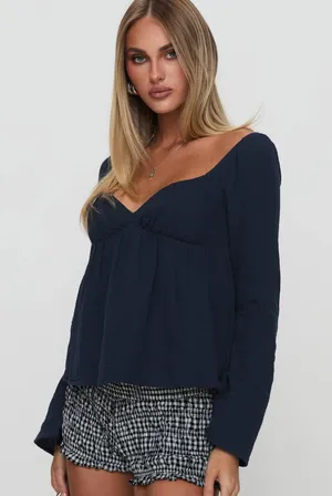 Princess Polly Khalea Long Sleeve Top Navy thumbnail 3