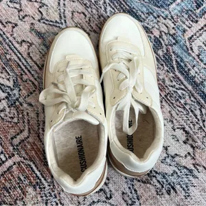 Cushionare Women's Score Lace Up Sneaker +Comfort Foam Size 8.5 Cream Ivory Tan thumbnail 5