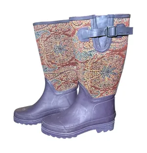 Smith & Hawken Paisley Rubber‎ Rain Boots outdoor wellies Gardening Size 6 thumbnail 1