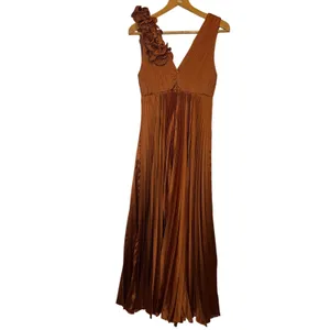 AMUR Aviva‎ Rosette One Shoulder Pleated Gown Copper Size 2 thumbnail 5