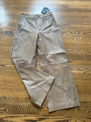Ralph Lauren POLO NWT Taupe 100% lambs Leather wide -Leg Pants, 2 thumbnail 1