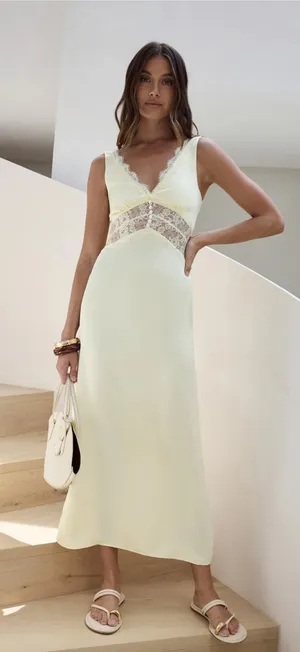 Fortunate One Romantic One Satin Maxi Dress Yellow thumbnail 1