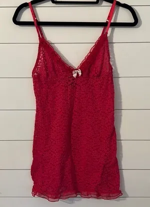 Victorias Secret Red Lace Camisole Sz Lg Bin 🔵 thumbnail 2